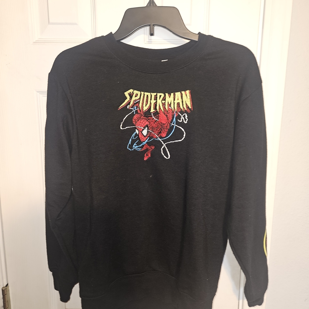 Marvel Black Spider-Man Embroidered Crewneck Sweatshirt